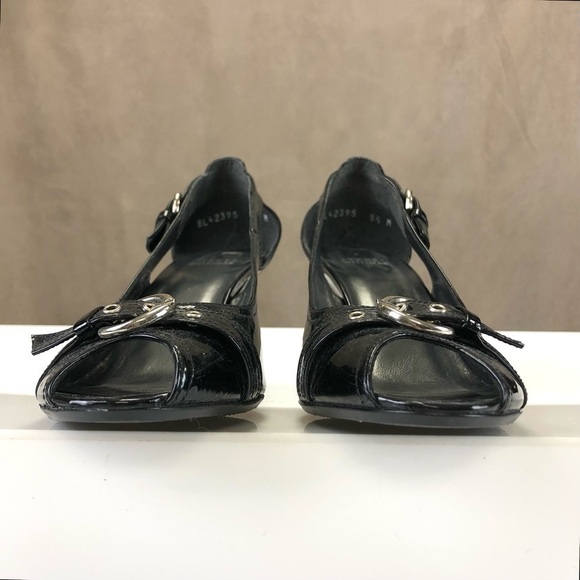 STUART Weitzman patent heels patent pumps with buckle and cutout detail Size 8.5 - Picture 9 of 11